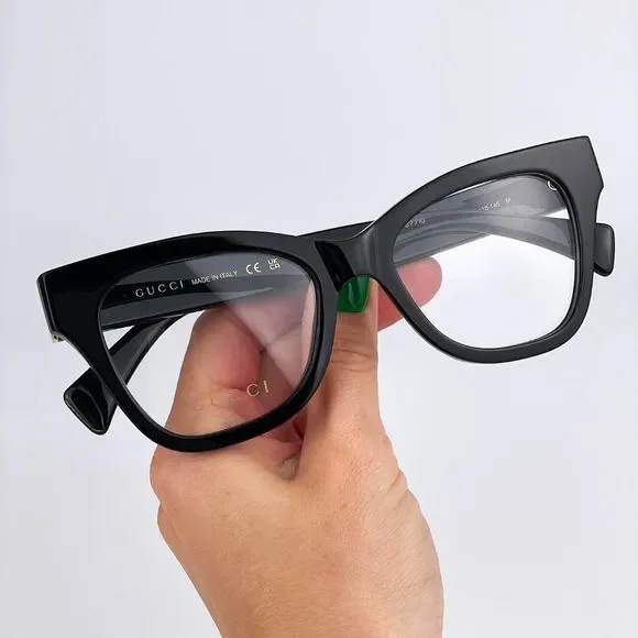 Gucci GG1133O 001 LOGO BRAND NEW Eyeglasses Shiny Black Cat Eye Women